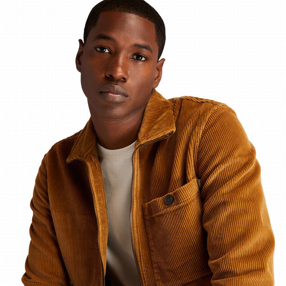 Pánské Bundy Timberland Corduroy Zip Overshirt Hnědé | TI98365-820