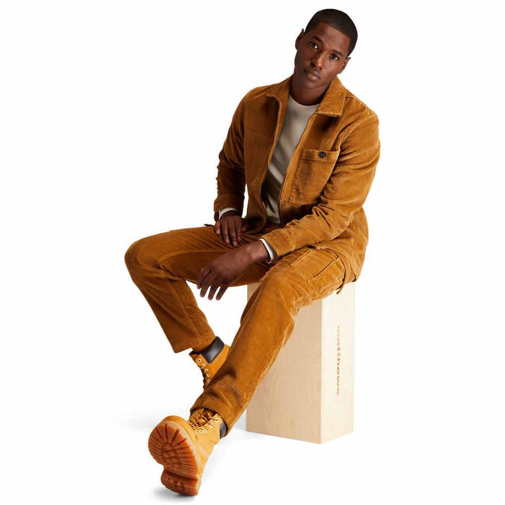 Pánské Bundy Timberland Corduroy Zip Overshirt Hnědé | TI98365-820