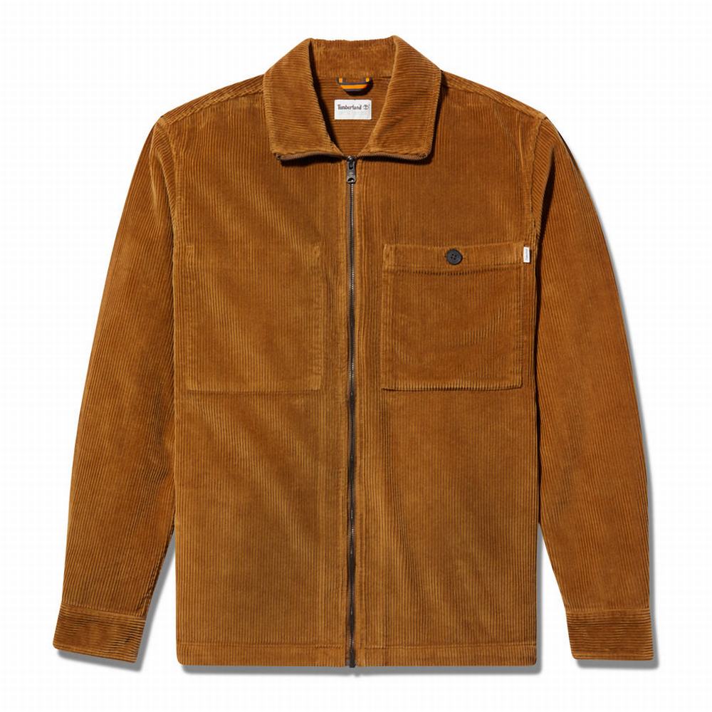 Pánské Bundy Timberland Corduroy Zip Overshirt Hnědé | TI98365-820