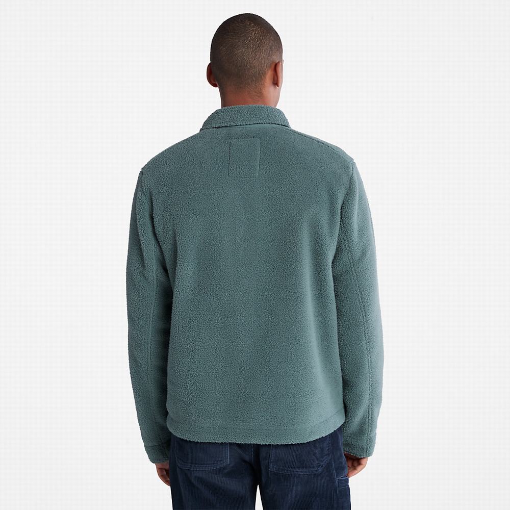 Pánské Bundy Timberland Fleece Overshirt Zelene | TI14973-359