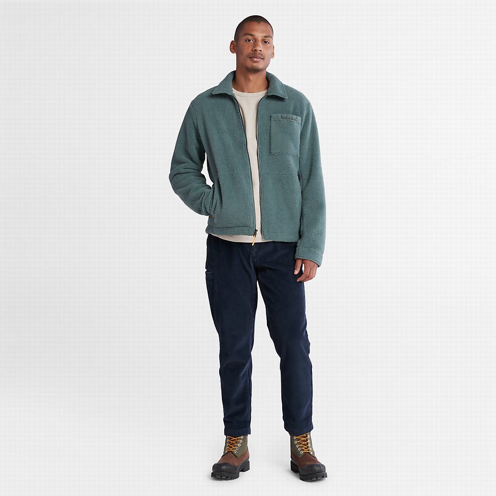 Pánské Bundy Timberland Fleece Overshirt Zelene | TI14973-359