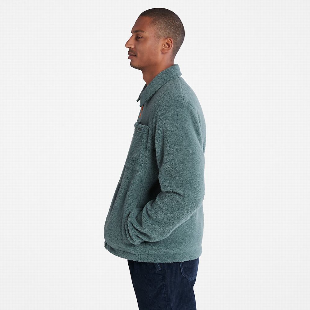 Pánské Bundy Timberland Fleece Overshirt Zelene | TI14973-359
