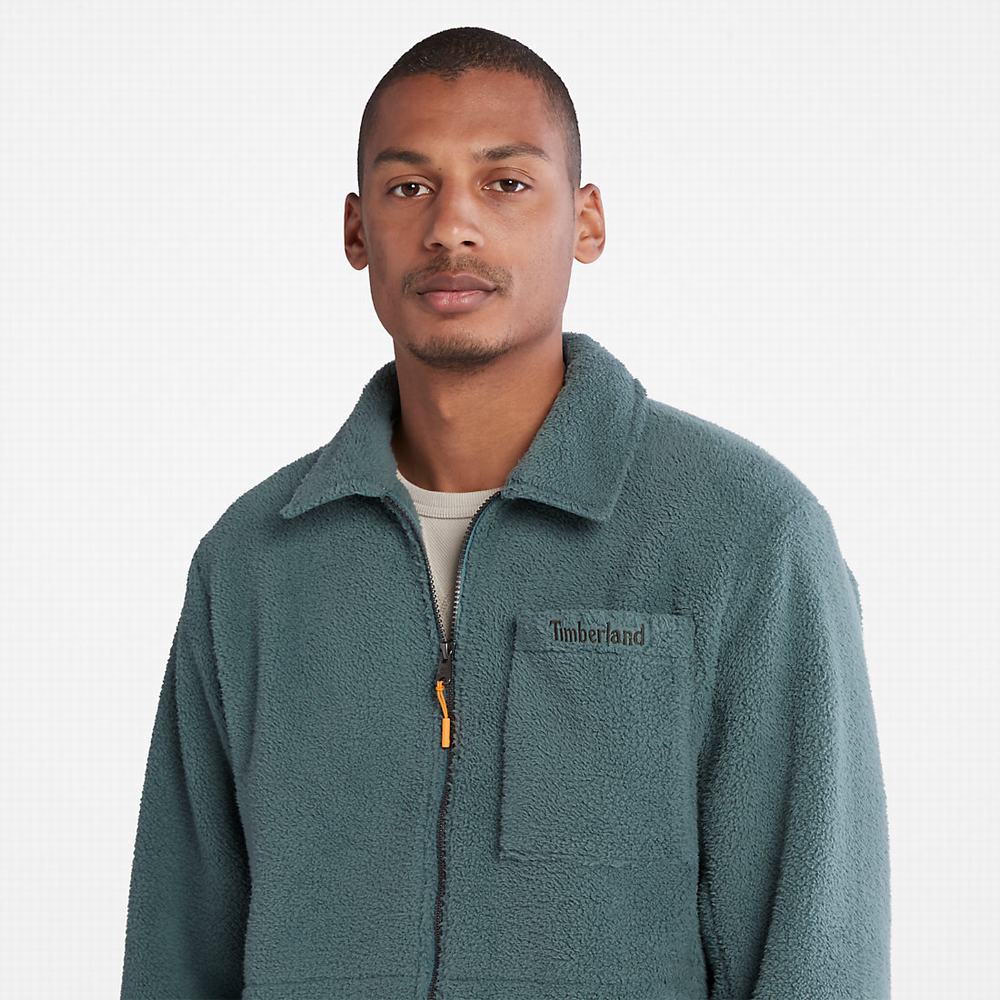 Pánské Bundy Timberland Fleece Overshirt Zelene | TI14973-359