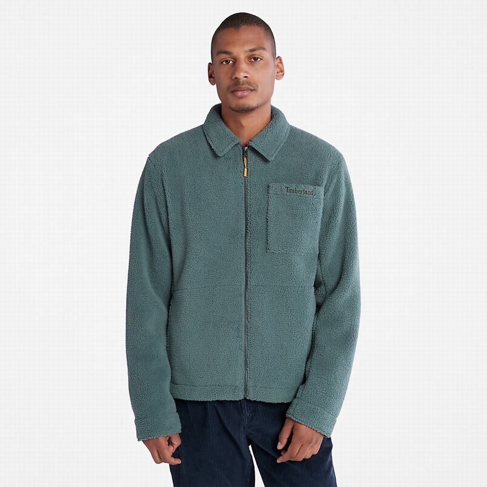 Pánské Bundy Timberland Fleece Overshirt Zelene | TI14973-359