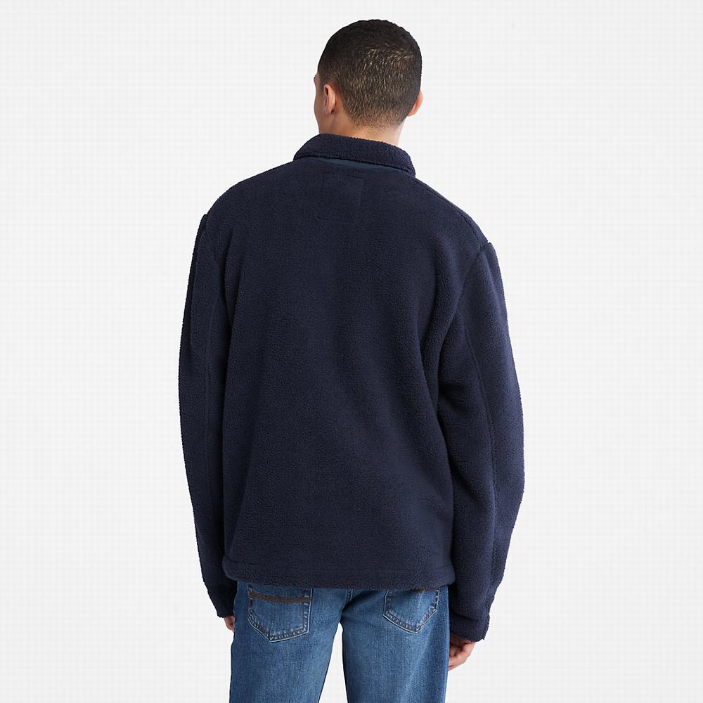 Pánské Bundy Timberland Fleece Overshirt Tmavě Blankyt | TI58079-647