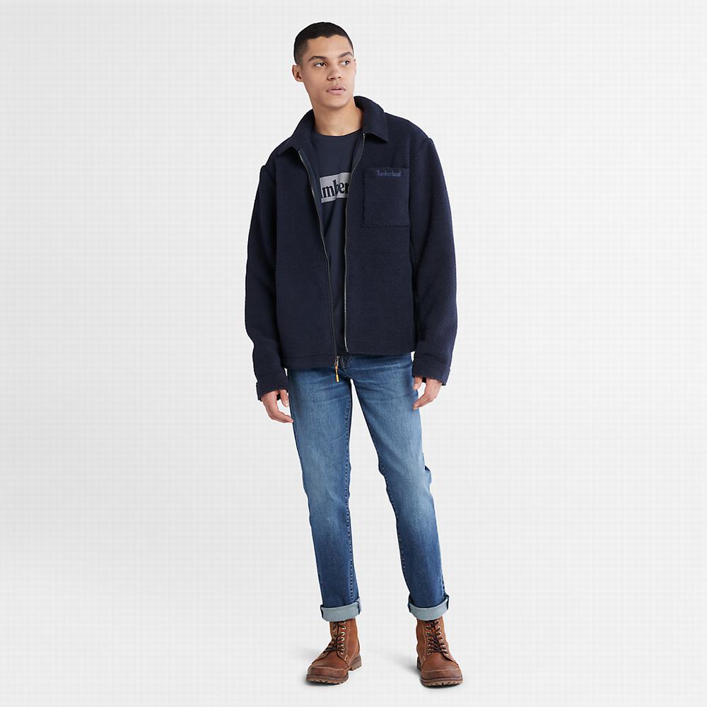 Pánské Bundy Timberland Fleece Overshirt Tmavě Blankyt | TI58079-647