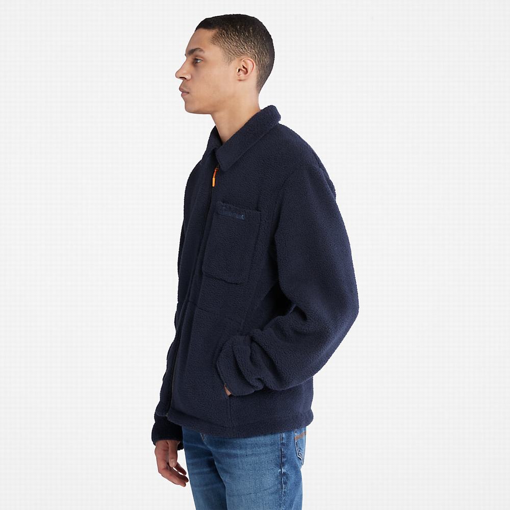 Pánské Bundy Timberland Fleece Overshirt Tmavě Blankyt | TI58079-647