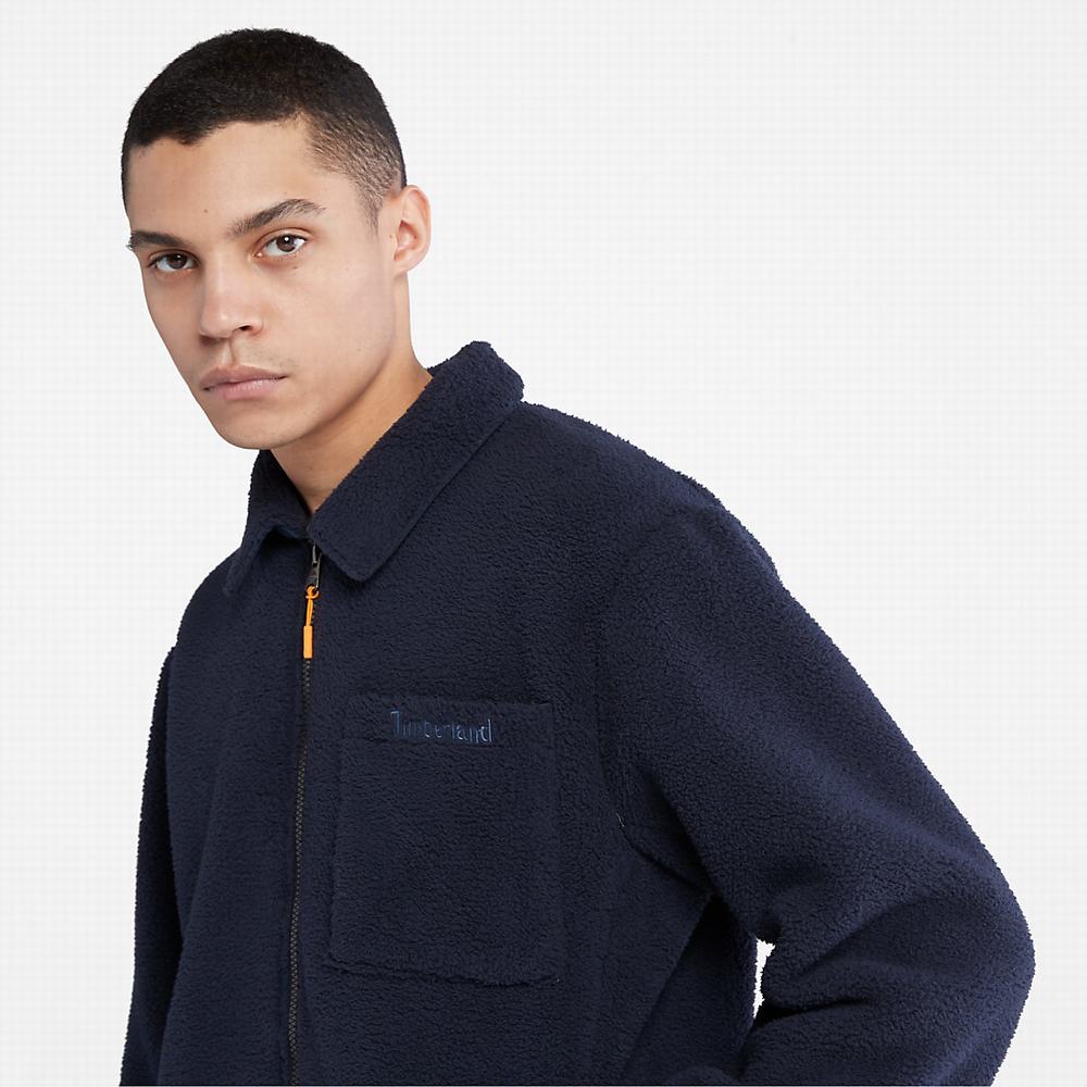 Pánské Bundy Timberland Fleece Overshirt Tmavě Blankyt | TI58079-647