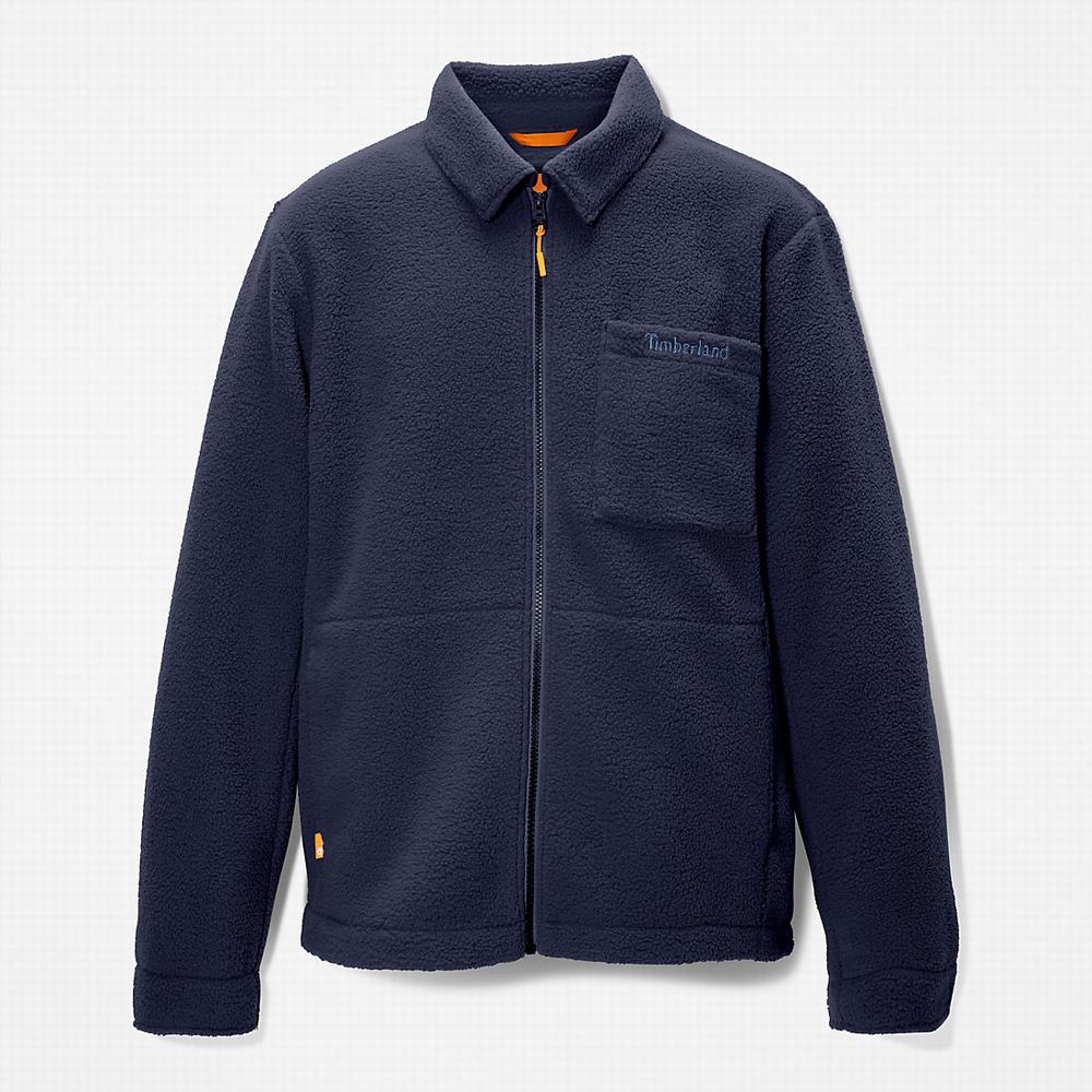 Pánské Bundy Timberland Fleece Overshirt Tmavě Blankyt | TI58079-647