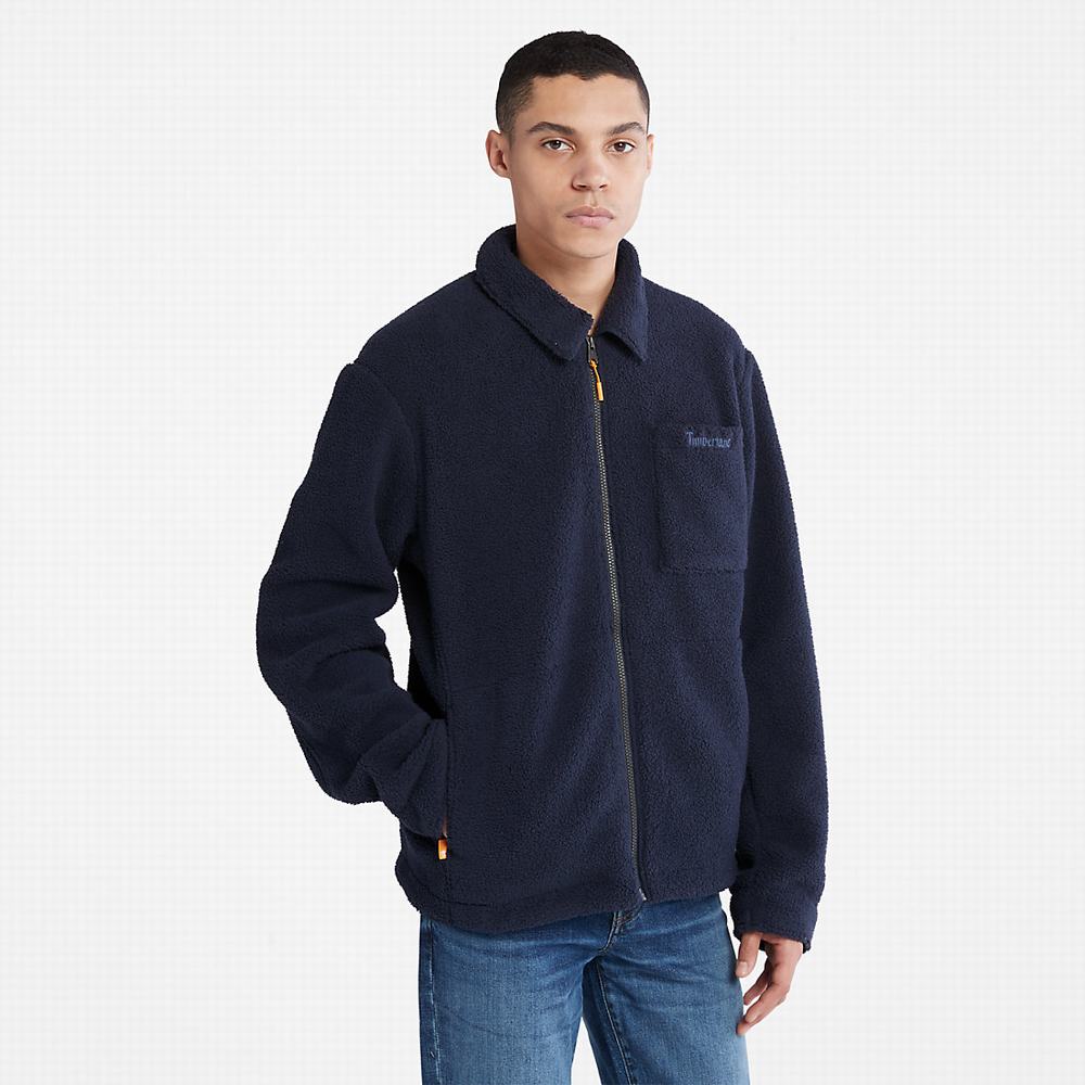 Pánské Bundy Timberland Fleece Overshirt Tmavě Blankyt | TI58079-647
