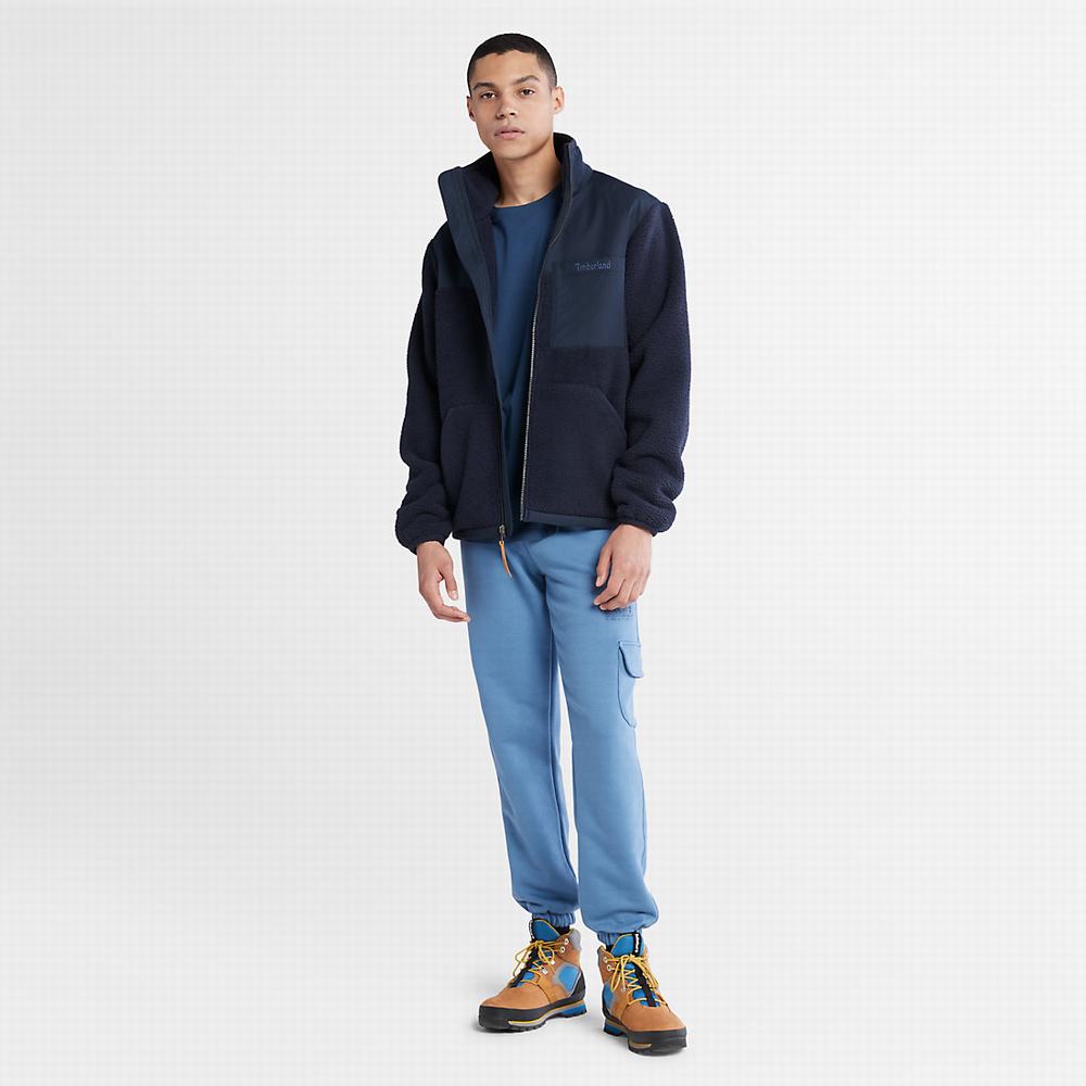 Pánské Bundy Timberland High-Pile Zip-Front Fleece Tmavě Blankyt | TI45102-035