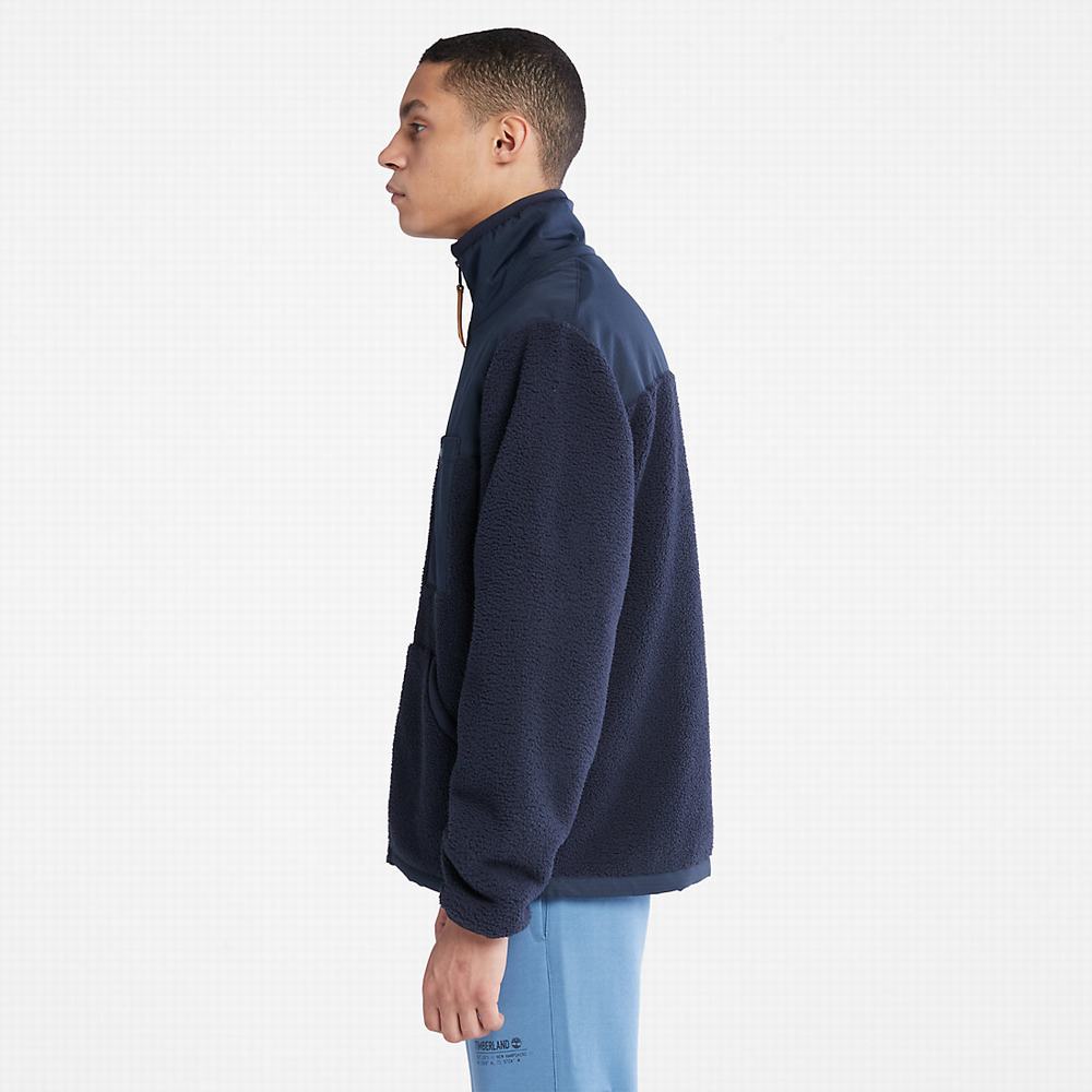 Pánské Bundy Timberland High-Pile Zip-Front Fleece Tmavě Blankyt | TI45102-035