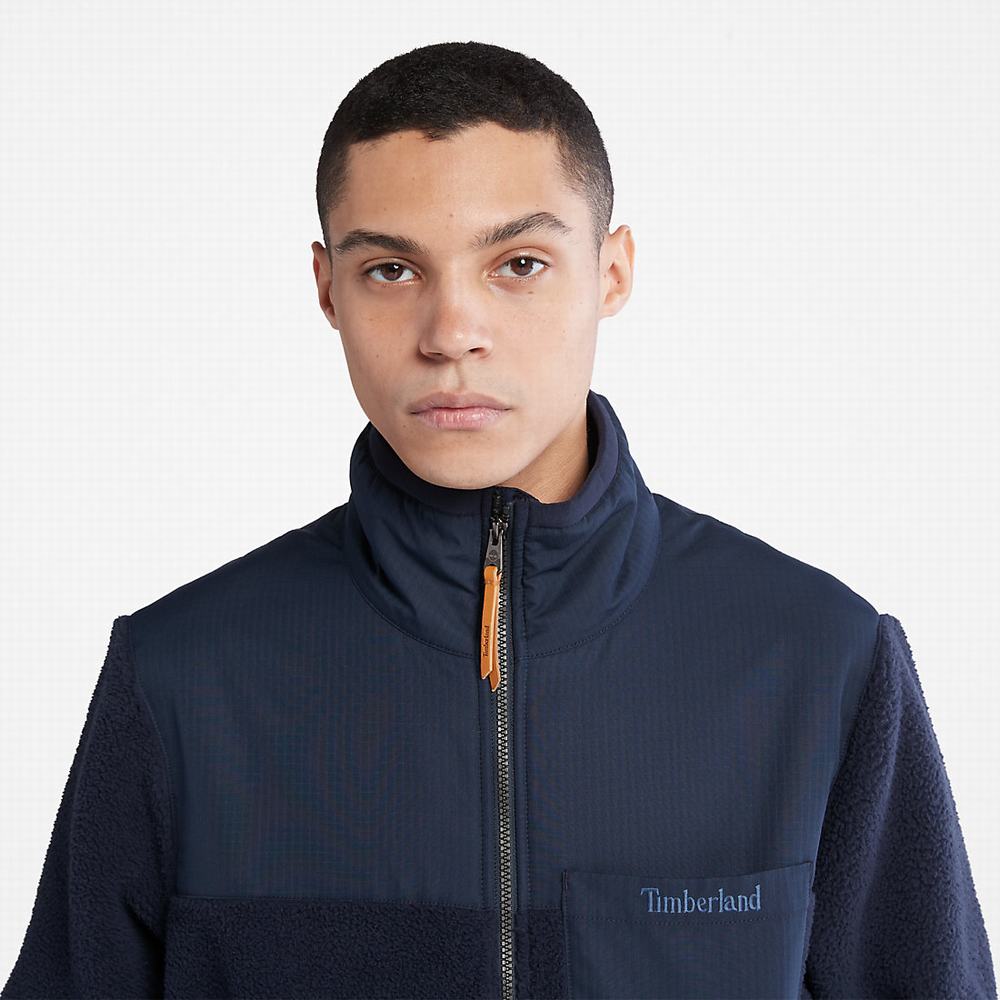 Pánské Bundy Timberland High-Pile Zip-Front Fleece Tmavě Blankyt | TI45102-035