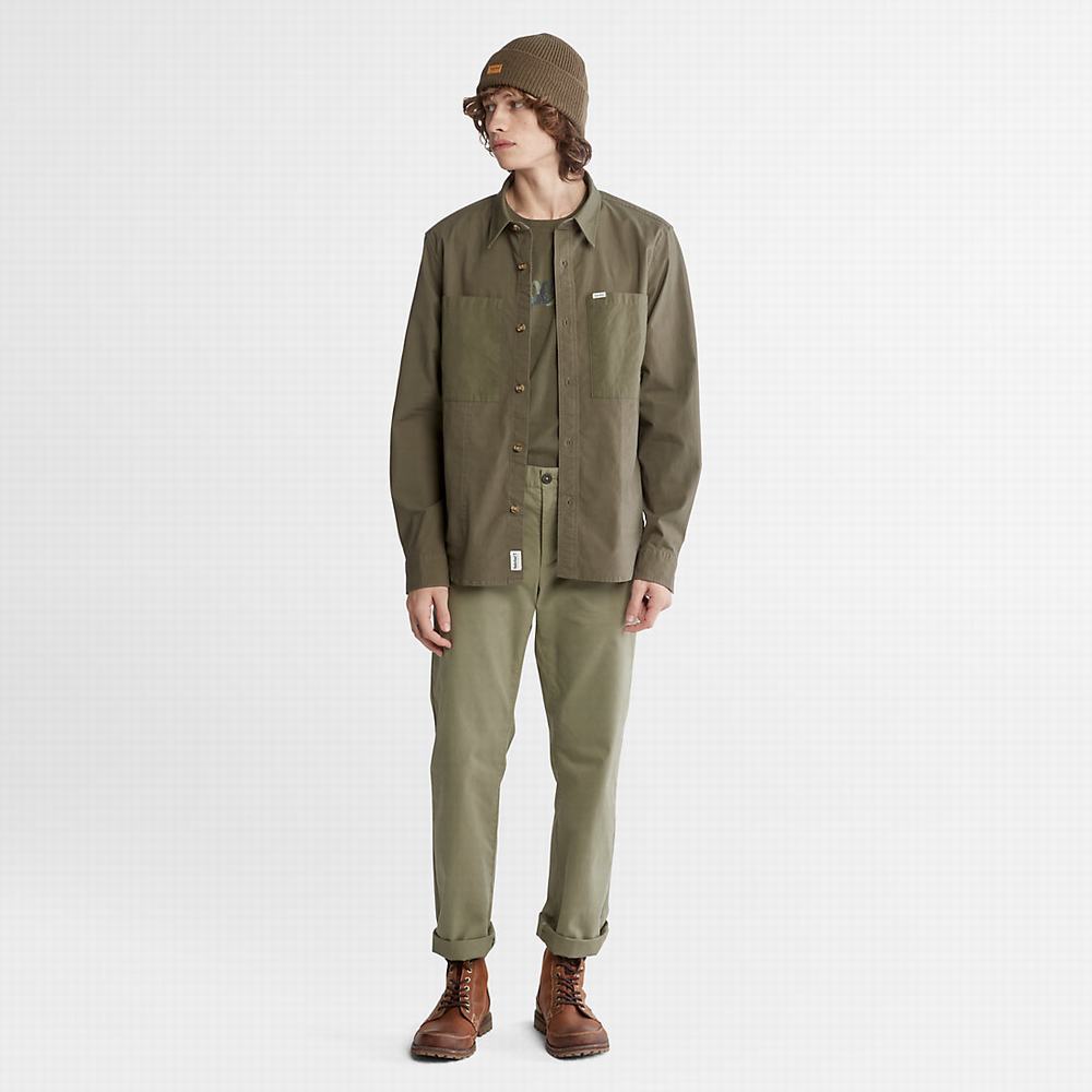Pánské Bundy Timberland Outdoor Heritage Overshirt Tmavě Zelene | TI45073-071