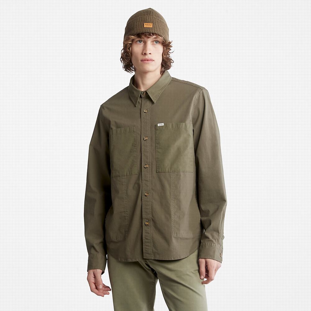 Pánské Bundy Timberland Outdoor Heritage Overshirt Tmavě Zelene | TI45073-071