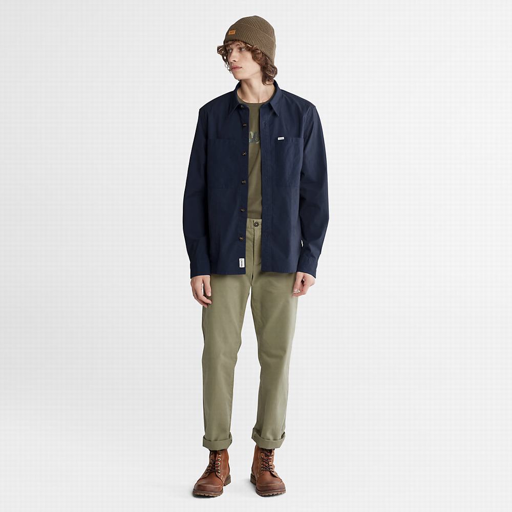 Pánské Bundy Timberland Outdoor Heritage Overshirt Tmavě Blankyt | TI69704-712