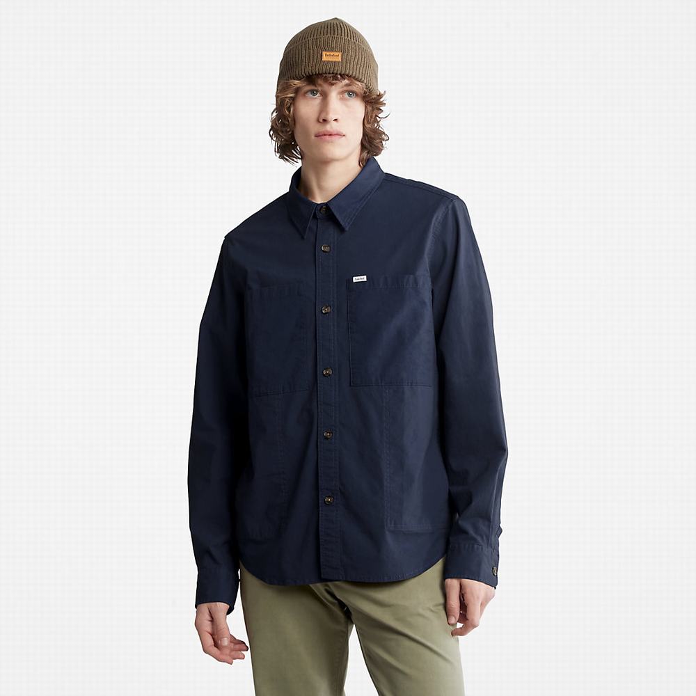 Pánské Bundy Timberland Outdoor Heritage Overshirt Tmavě Blankyt | TI69704-712