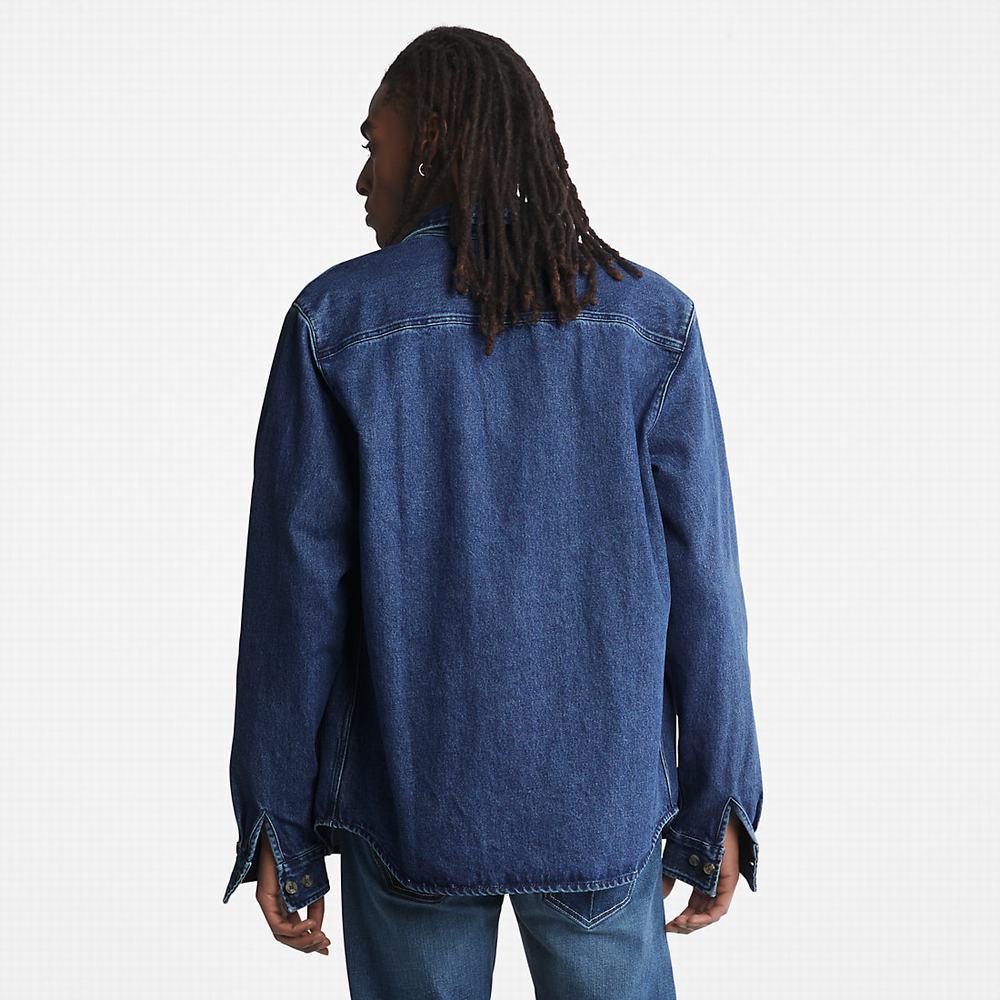Pánské Bundy Timberland Outdoor Heritage Denim EK+ Overshirt Tmavě Blankyt | TI93261-835
