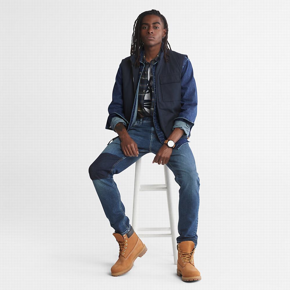 Pánské Bundy Timberland Outdoor Heritage Denim EK+ Overshirt Tmavě Blankyt | TI93261-835