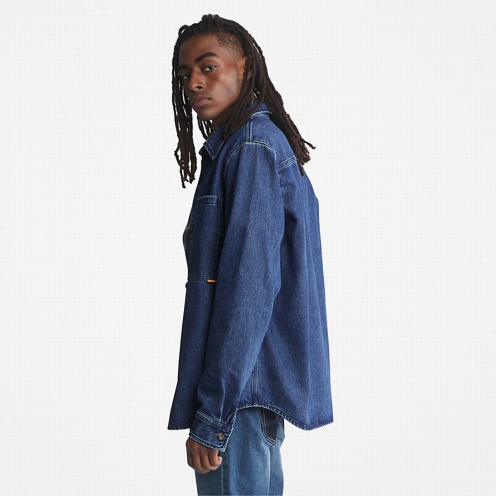 Pánské Bundy Timberland Outdoor Heritage Denim EK+ Overshirt Tmavě Blankyt | TI93261-835