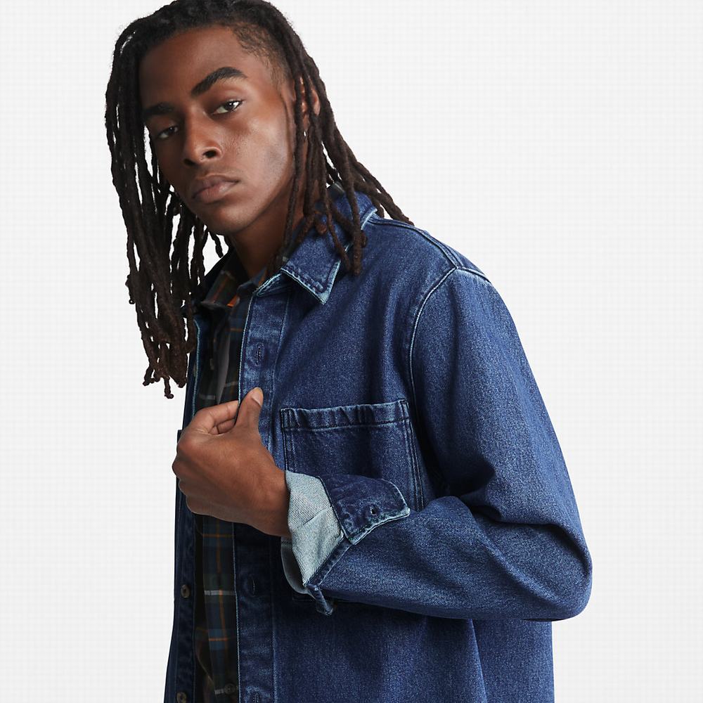 Pánské Bundy Timberland Outdoor Heritage Denim EK+ Overshirt Tmavě Blankyt | TI93261-835