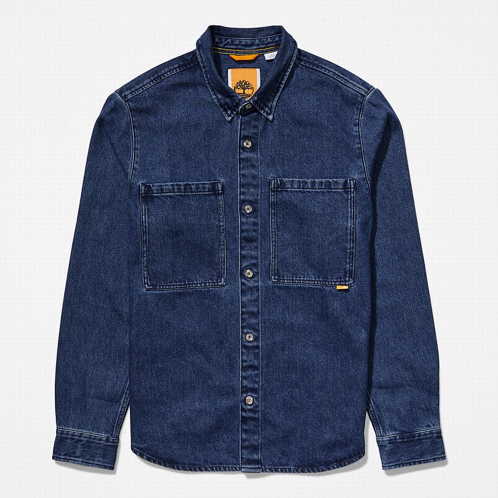 Pánské Bundy Timberland Outdoor Heritage Denim EK+ Overshirt Tmavě Blankyt | TI93261-835