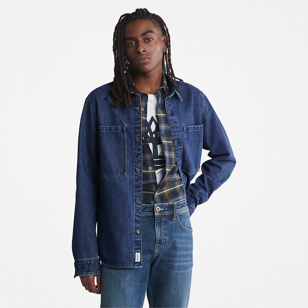 Pánské Bundy Timberland Outdoor Heritage Denim EK+ Overshirt Tmavě Blankyt | TI93261-835