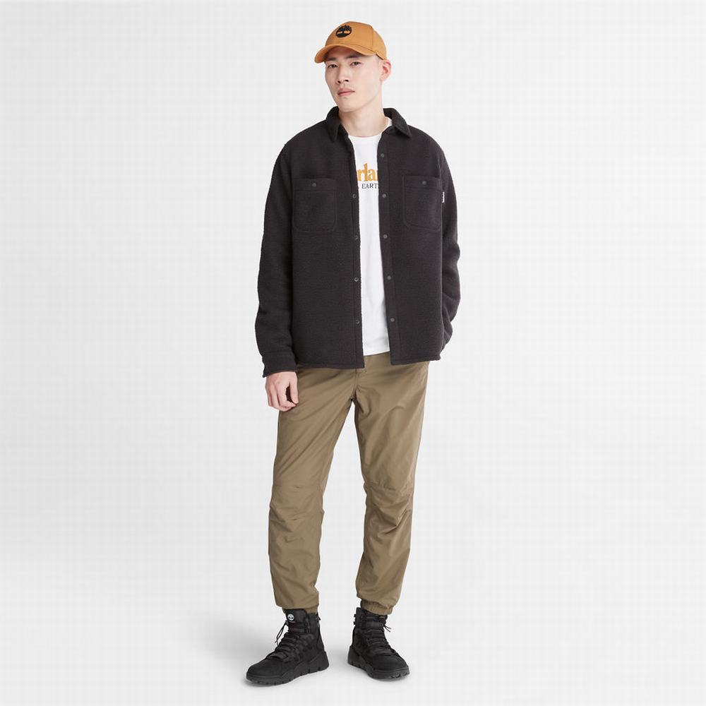 Pánské Bundy Timberland Progressive Utility Fleece-collar Overshirt Černé | TI73602-746