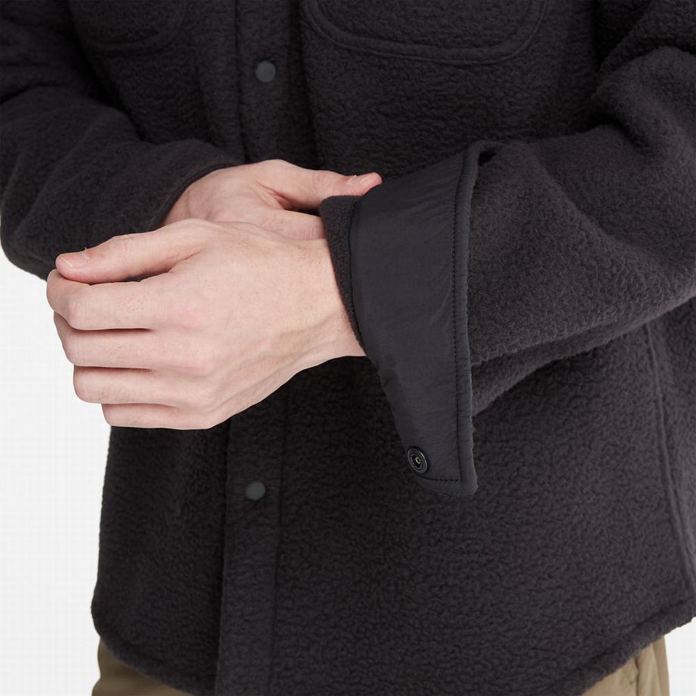 Pánské Bundy Timberland Progressive Utility Fleece-collar Overshirt Černé | TI73602-746