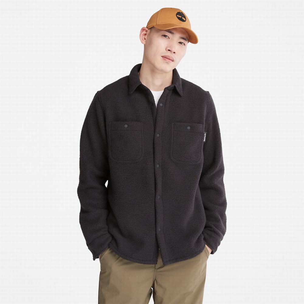 Pánské Bundy Timberland Progressive Utility Fleece-collar Overshirt Černé | TI73602-746