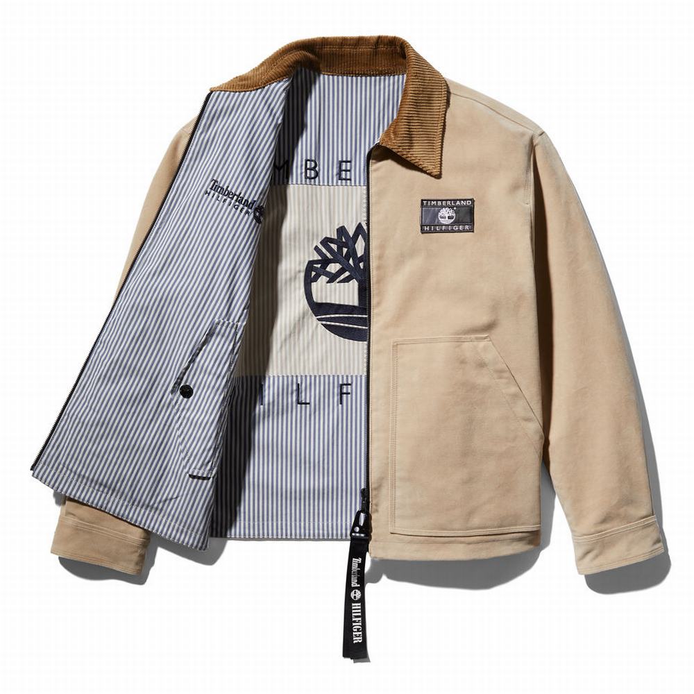 Pánské Bundy Timberland Tommy Hilfiger x Timberland® Re-imagined Reversible Cargo Béžový | TI04387-481