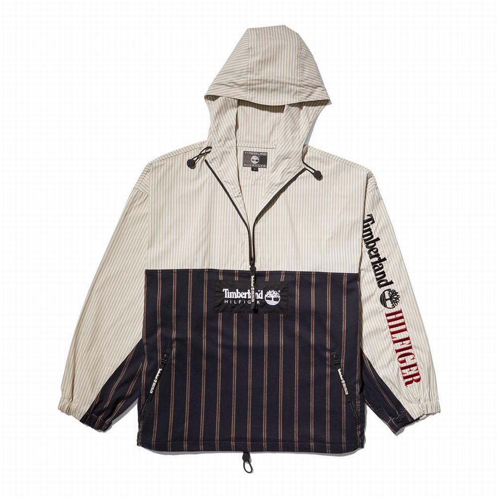 Pánské Bundy Timberland Tommy Hilfiger x Timberland® Re-imagined Pruhovaný Overshirt Blankyt | TI23097-042