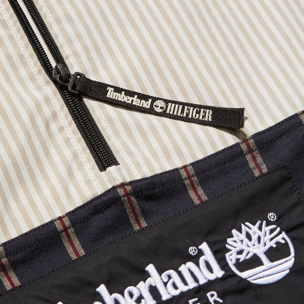 Pánské Bundy Timberland Tommy Hilfiger x Timberland® Re-imagined Pruhovaný Overshirt Blankyt | TI23097-042
