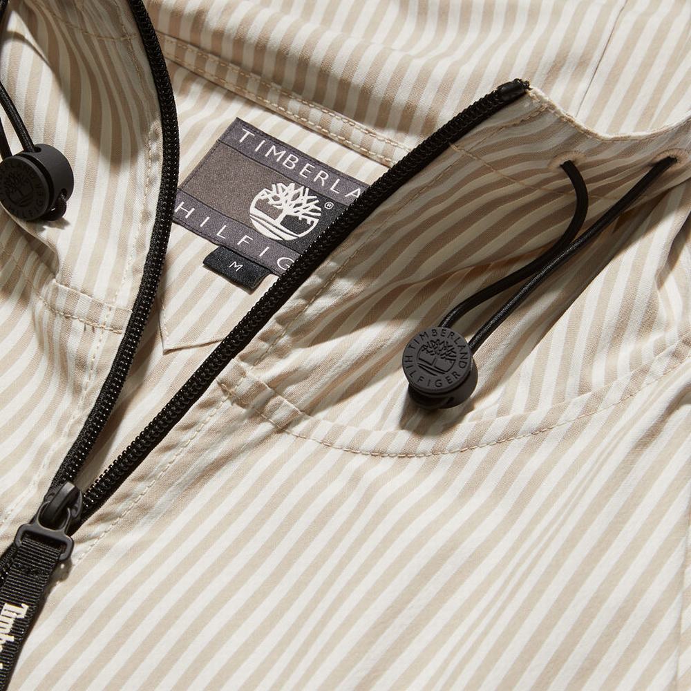 Pánské Bundy Timberland Tommy Hilfiger x Timberland® Re-imagined Pruhovaný Overshirt Blankyt | TI23097-042