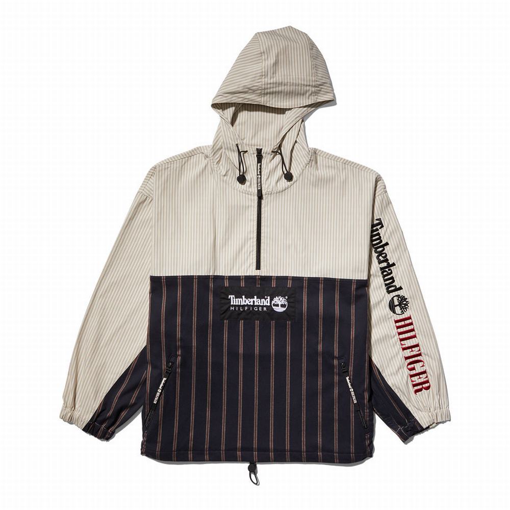 Pánské Bundy Timberland Tommy Hilfiger x Timberland® Re-imagined Pruhovaný Overshirt Blankyt | TI23097-042
