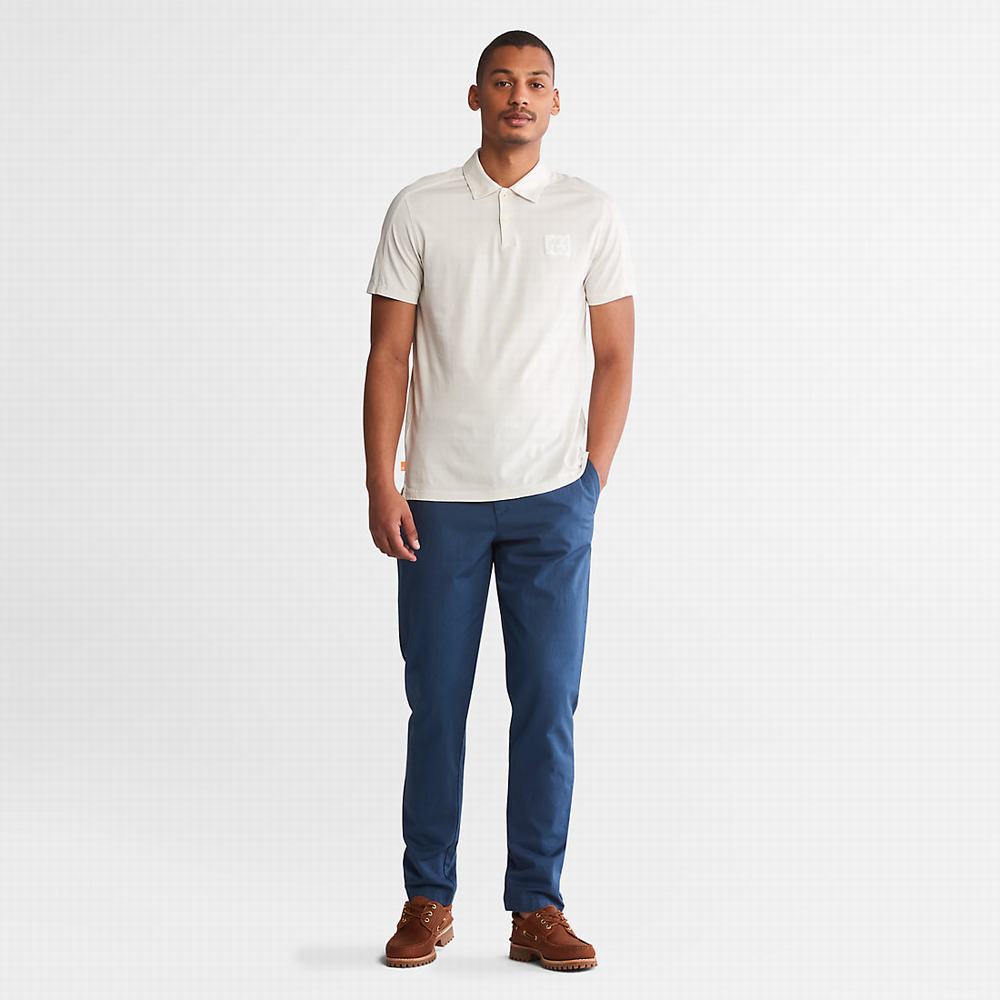 Pánské Kalhoty Jogger Timberland Bavlněné and Linen-Blend Tmavě Blankyt | TI90284-628
