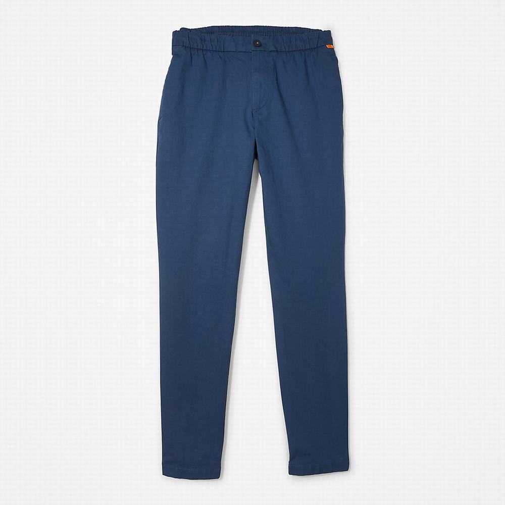 Pánské Kalhoty Jogger Timberland Bavlněné and Linen-Blend Tmavě Blankyt | TI90284-628