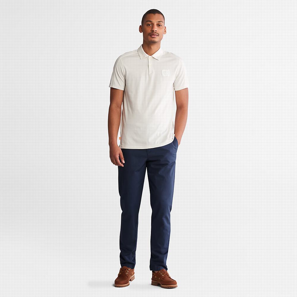 Pánské Kalhoty Jogger Timberland Bavlněné and Linen-Blend Tmavě Blankyt | TI97548-308