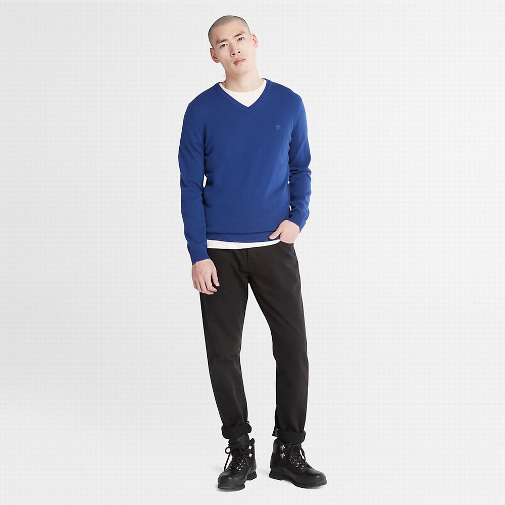 Pánské Jumpers Timberland Cohas Brook V-Neck Tmavě Blankyt | TI35092-592