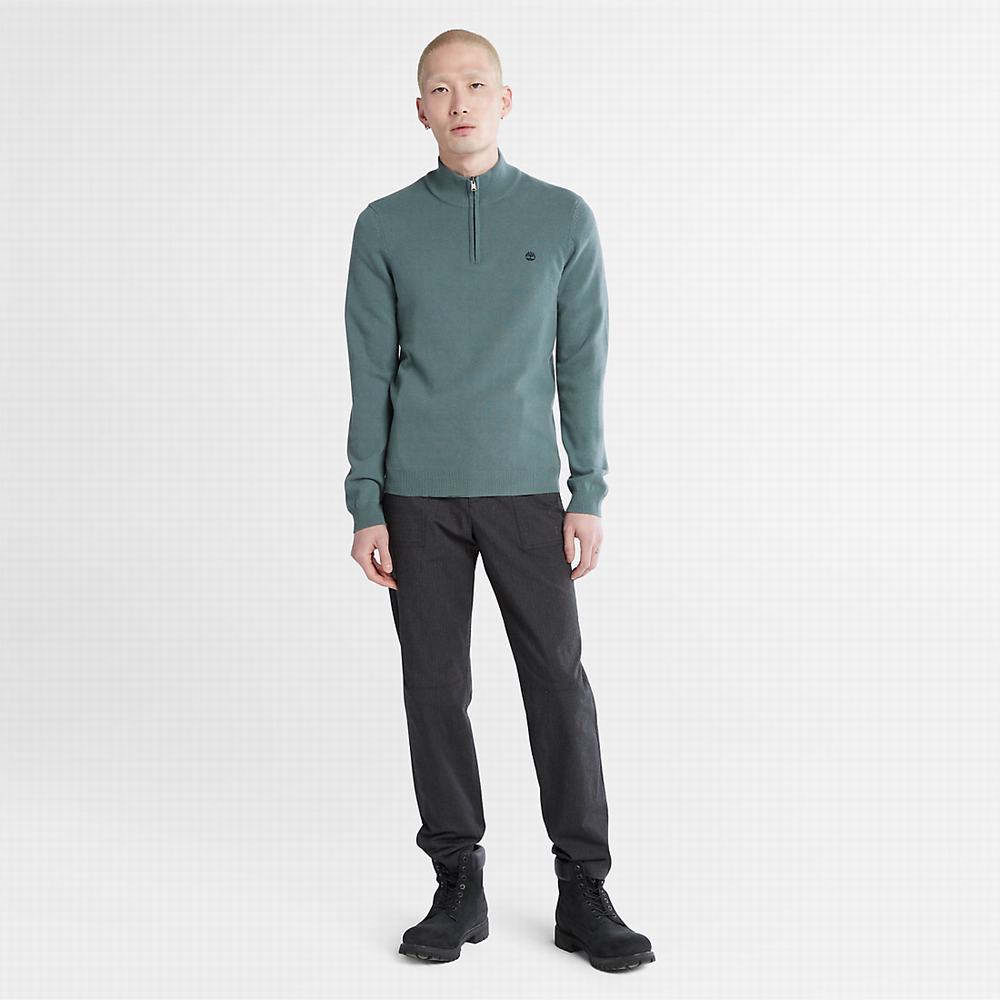 Pánské Jumpers Timberland Cohas Brook Zip-neck Zelene | TI28794-641