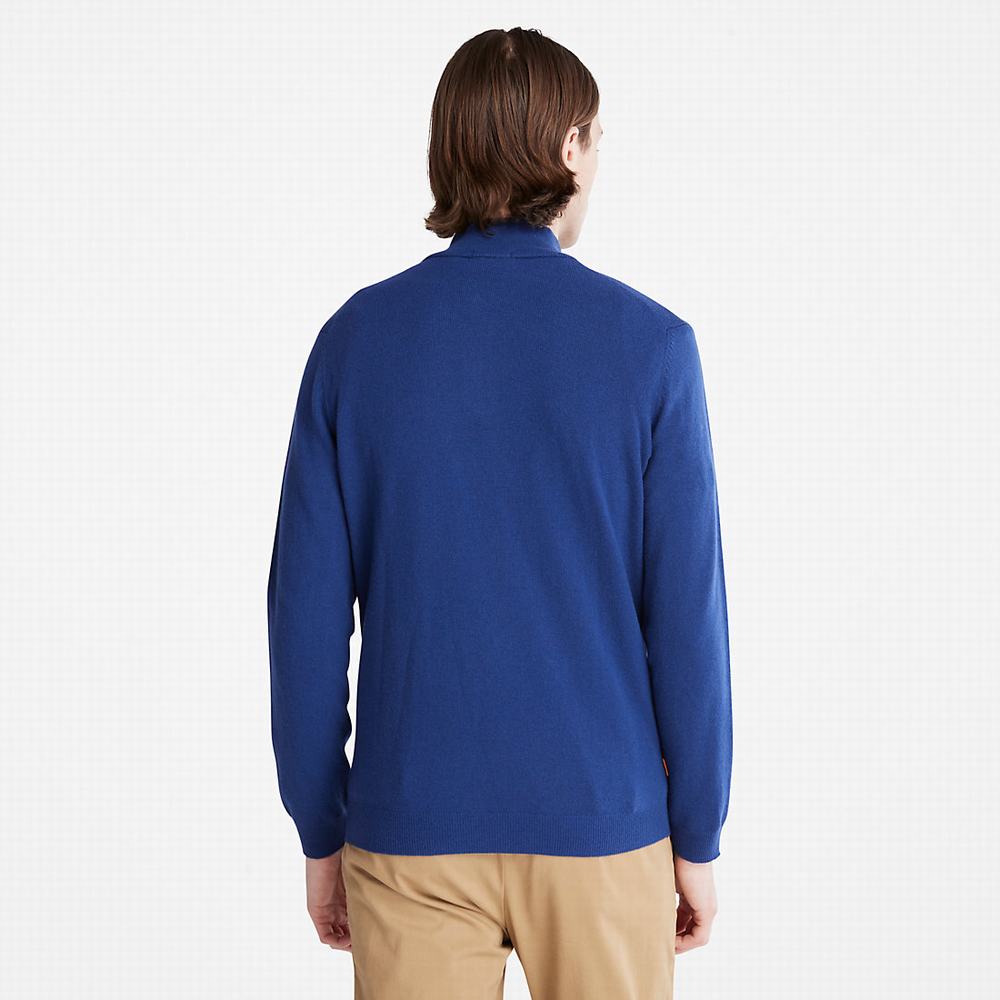 Pánské Jumpers Timberland Cohas Brook Zip-neck Tmavě Blankyt | TI39627-915