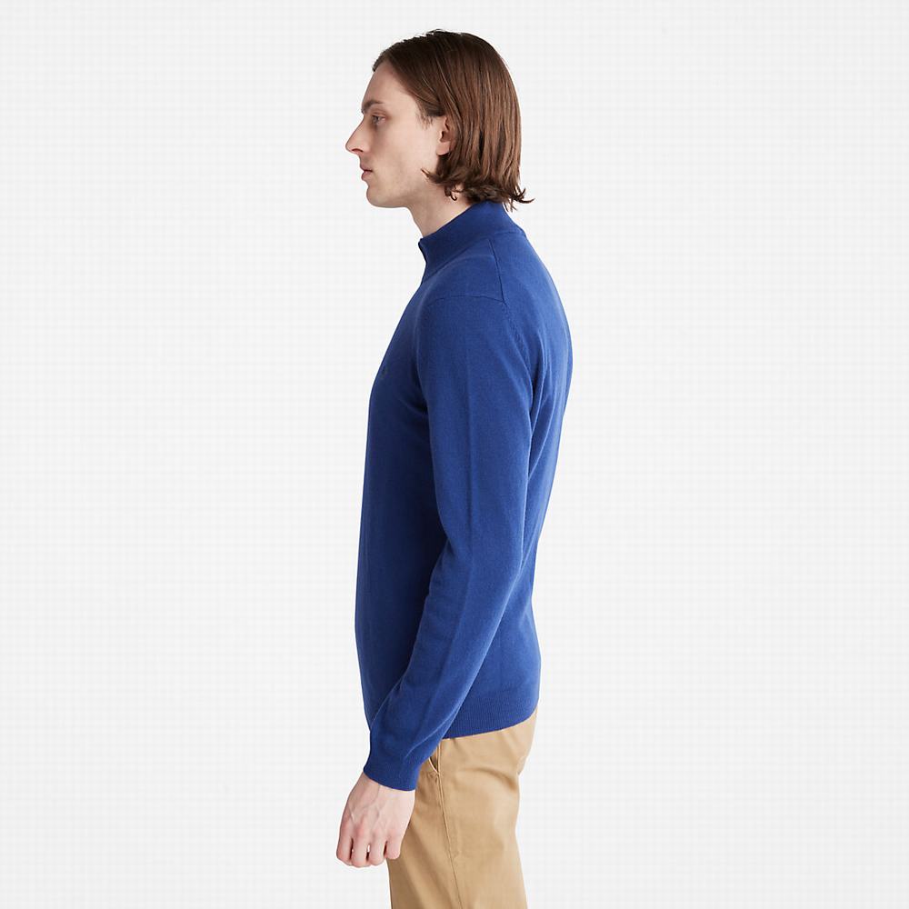 Pánské Jumpers Timberland Cohas Brook Zip-neck Tmavě Blankyt | TI39627-915