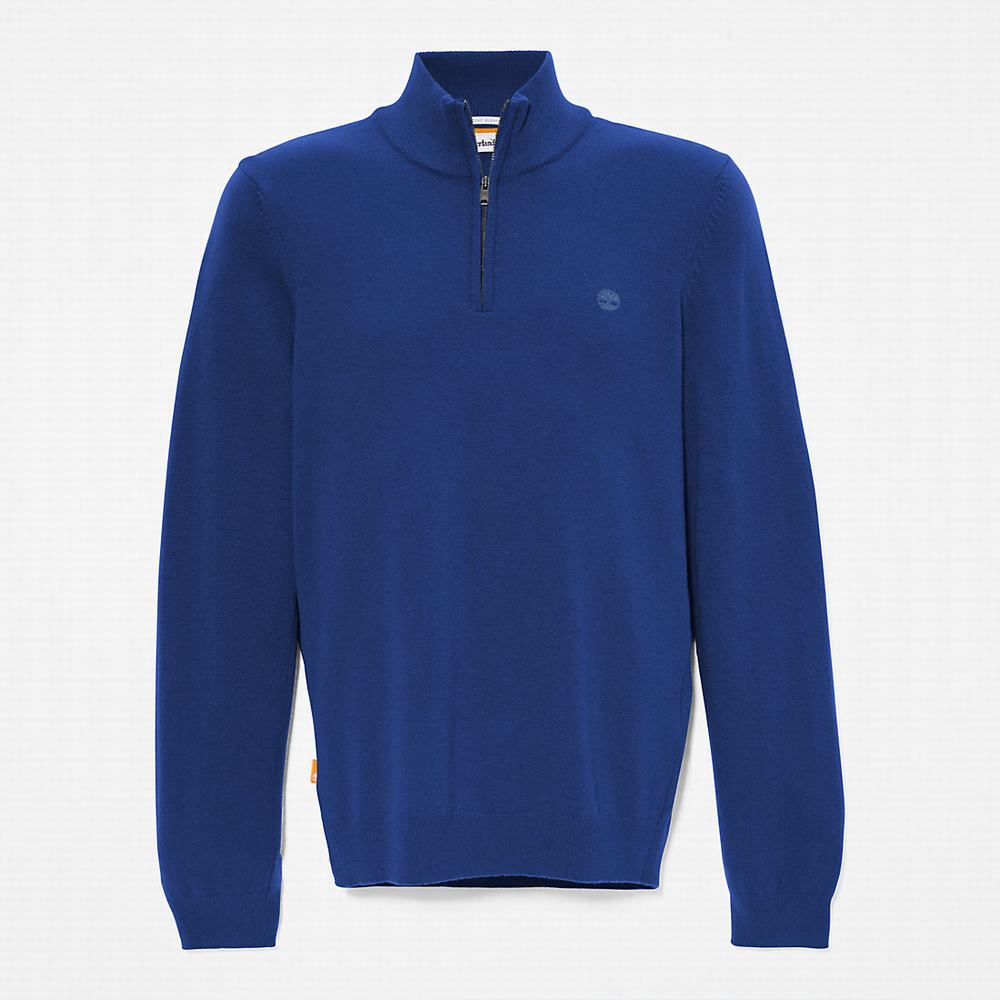 Pánské Jumpers Timberland Cohas Brook Zip-neck Tmavě Blankyt | TI39627-915
