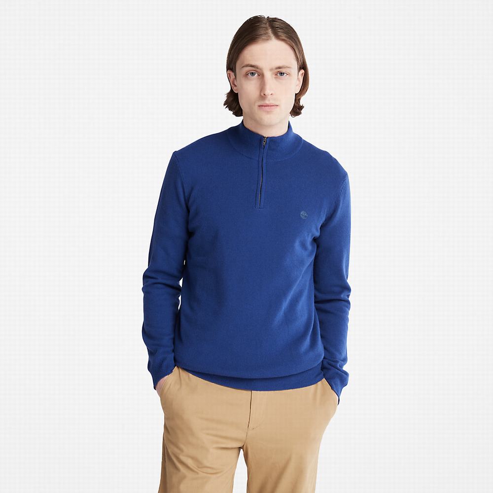 Pánské Jumpers Timberland Cohas Brook Zip-neck Tmavě Blankyt | TI39627-915