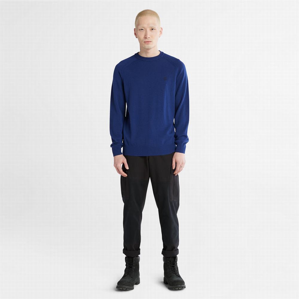 Pánské Jumpers Timberland Crewneck Raglan Tmavě Blankyt | TI69035-041