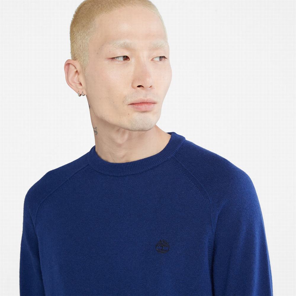 Pánské Jumpers Timberland Crewneck Raglan Tmavě Blankyt | TI69035-041