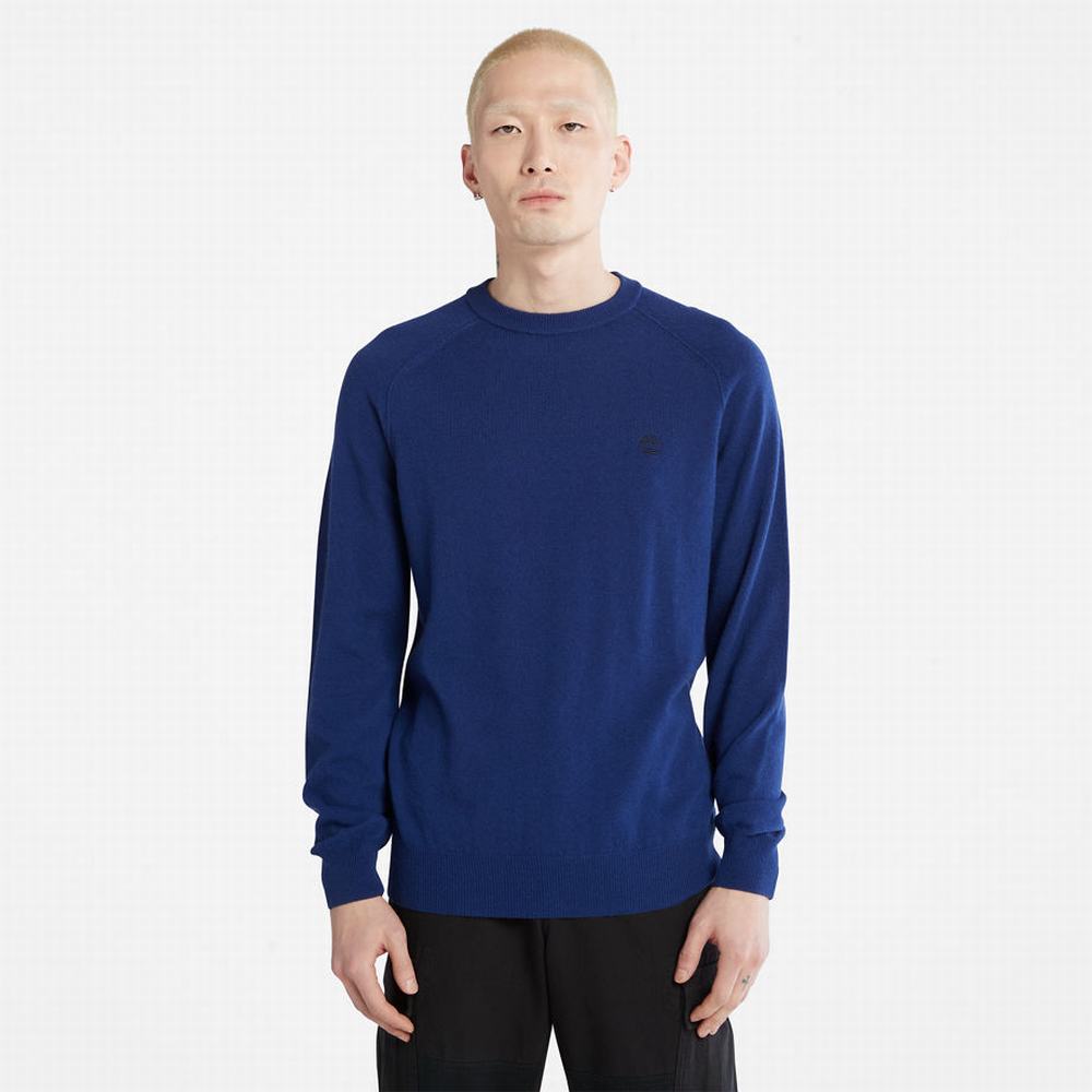 Pánské Jumpers Timberland Crewneck Raglan Tmavě Blankyt | TI69035-041