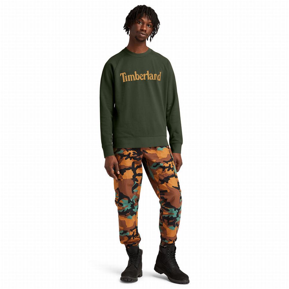 Pánské Jumpers Timberland Heritage Logo Crewneck Zelene | TI92463-815