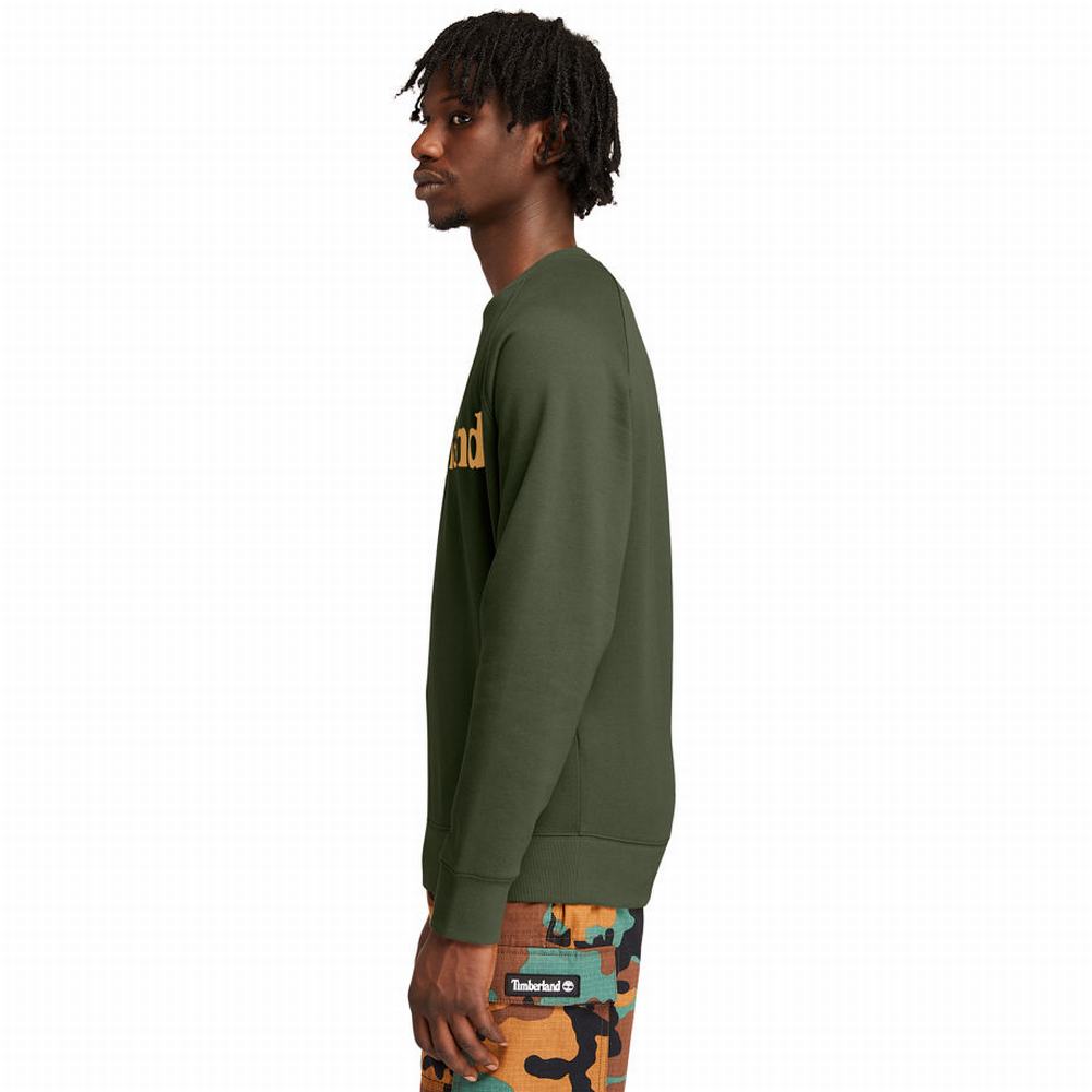 Pánské Jumpers Timberland Heritage Logo Crewneck Zelene | TI92463-815