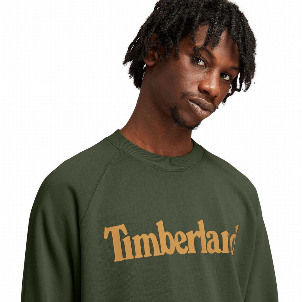 Pánské Jumpers Timberland Heritage Logo Crewneck Zelene | TI92463-815